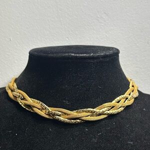 Vintage Gold Tone Braided Choker Necklace